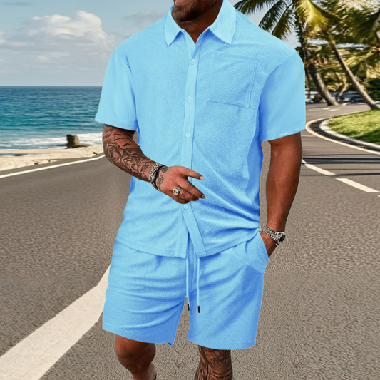 Men’s Summer Casual Set – Shirt & Shorts