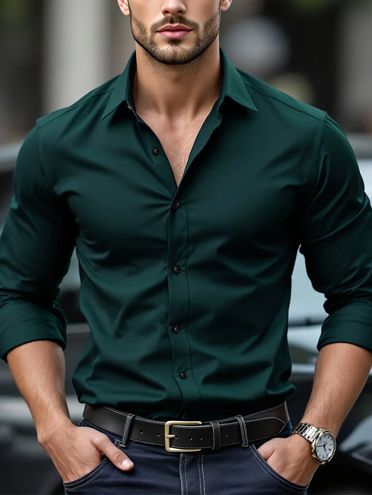 Men’s Slim Fit Long Sleeve Shirt – Elegant & Modern Style