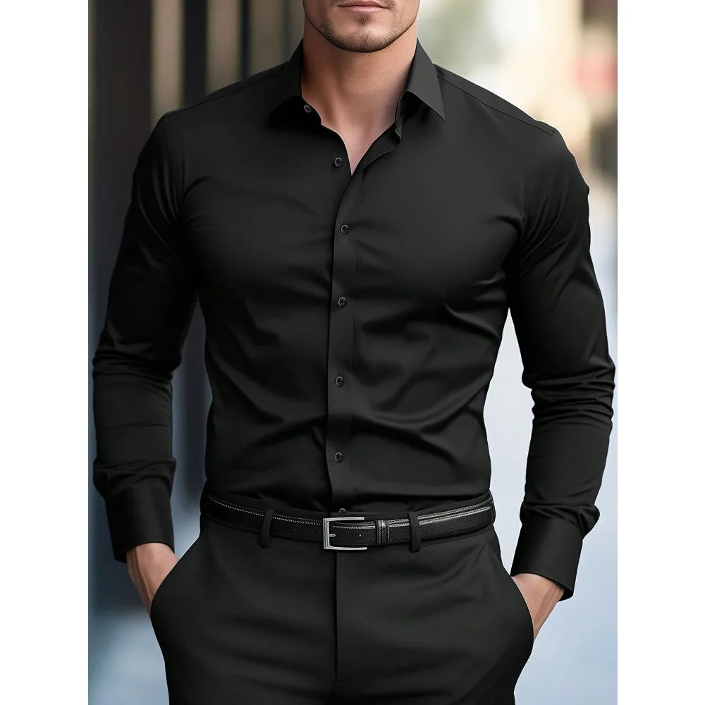 Men’s Slim Fit Long Sleeve Shirt – Elegant & Modern Style